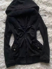 BXOXO Streetwear Hoodies Women Clothes Punk Zip Up Hoodie Oversized Top Winter Vintage 90s Gothic Sweatshirt Graphic Hoody Y2k Jacket