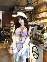 BXOXO Corset Tops Sexy Women's Clothes Cute Lace Bandage Slim Silng Korea Sweet Camis Kawaii Tank Top Girl Harajuku Coquette Crop Top