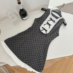 BXOXO - summer inspo Sweet and Spicy Polka Dot Sleeveless Dress for Women Summer New Chic Spicy Girl Waist Slimming A-line Short Dress