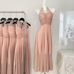 BXOXO - summer inspo Summer Sleeveless Halter Maxi Dress Elegant Tight Waist V-neck Beach Dress Robes Temperament Party Backless Dresses