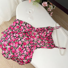 BXOXO - summer inspo Vintage Floral Print Dresses For Women Elegant Retro Sleeveless Suspender Dress Beach Style Party A-Line Dress