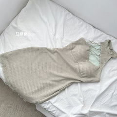 BXOXO - summer inspo Chic Design Party Dress Solid Color Knitted Elastic Cool Simple Women Dress Sexy HSpice Girls Hollow Suspender Dress