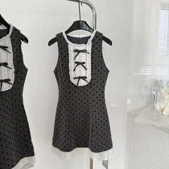 BXOXO - summer inspo Sweet and Spicy Polka Dot Sleeveless Dress for Women Summer New Chic Spicy Girl Waist Slimming A-line Short Dress