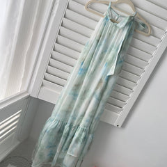 BXOXO - summer inspo Sweet Style Halter Dress Women Backless Sexy Elegant Party Midi Dresses Floral Retro Fairy Dress Print Dress