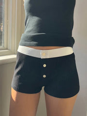 BXOXO - summer inspo Basic Button Up Low Waist Slim Summer Shorts Women