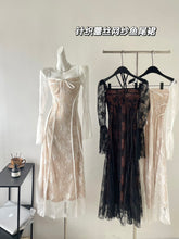 BXOXO - summer inspo Women's Knitted Dress Lace Mesh Patchwork Long Sleeve Square Collar Lace Up Sexy Mermaid Skirt Spring New Club Party Dress