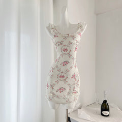 BXOXO - summer inspo Lace Sweet Dress Women Vintage Sleeveless Elegant Cute Mini Dress Female Print Korean Fashion Suspender Dress 2025 Summer New