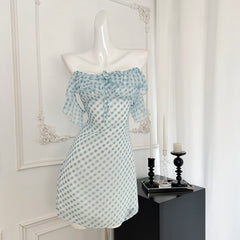 BXOXO - summer inspo Gentle Style Blue Plaid Dress Women Casual Retro Y2k Mini Dress Summer 2025 Fashion Sweet Cute Dress