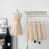 BXOXO - summer inspo Dresses For Women 2025 Skinny Waist Small A Skirt Open Back Off-the-shoulder Halter Neck Irregular Mini Dress