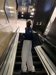 BXOXO Baggy Fleece Pants for Women Wide Leg Brushed Trousers Warm Casual Korean Fashion Winter Sweatpants Oversized Lamb Wool