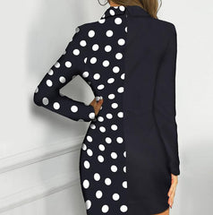 fall outfits aesthetic (Dress Hdz0033) New Slim Fit Contrast Color Button Professional Dress