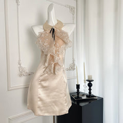 BXOXO - summer inspo Summer New Fashion Temperament Sweet Gentle Wind Halter Dress Female Slim Korean Style Solid Color Small Fresh A-line Skirt