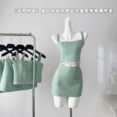 BXOXO - summer inspo Temperament Suspender Top A-line Skirt Two-piece Set Women Summer Fashion Spicy Girl Solid Color Slim Chic Suit