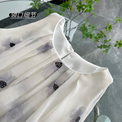 BXOXO - summer inspo Printed Mini Sleeveless Vintage Shorts Suit Sweet Women's New 2025 Autumn Shorts And Shirt Top 2-piece Set