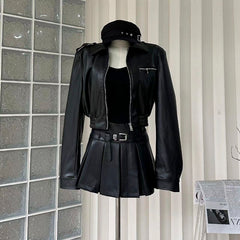 BXOXO - summer inspo Women's Y2K Slim-fit Street Skirt Sets Stylish Street Wear American Vintage Zipper Design Women's Aesthetics Commuter Suit