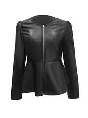 BXOXO Long Sleeves Loose Split-Joint Zipper Round-Neck Jackets Outerwear