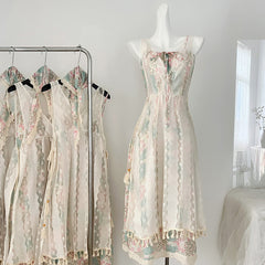 BXOXO - summer inspo Summer Sleeveless Floral Print Sling Party Dress Women Splicing Design Elegant High Waist Suspenders Long Dress Holiday Style