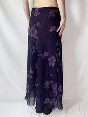 BXOXO - Purple Floral Print Mesh Maxi Dress