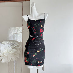 BXOXO - summer inspo Women French Style Retro Floral Suspender Dress Sleeveless Patry Beach Style Strap Dress Backless Camisole for Women