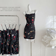 BXOXO - summer inspo Women French Style Retro Floral Suspender Dress Sleeveless Patry Beach Style Strap Dress Backless Camisole for Women