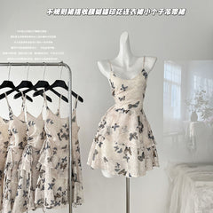 BXOXO - summer inspo Fashion Irregular Suspender Dress For Women Summer 2025 New Y2k Sweet Butterfly Print Party Holiday Dresses