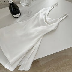 BXOXO - summer inspo French Sexy White Suspender Dress Women Summer Swing Collar Spaghetti Strap Bodycon Dress Fashion Party Club Wear