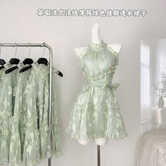 BXOXO - summer inspo Summer Women Sexy Floral Print Dress Holiday Beach Niche Design Sweet Dress Casual Halter Short Dresses 2025 New