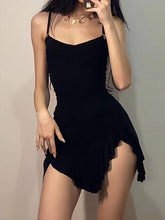 BXOXO - Ruffle Asymmetrical Ruched V-Neck Mini Dress