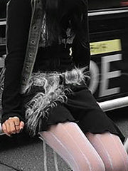 BXOXO - summer inspo Gray Faux Fur Spliced Leather Chic Design Belts Women All-Match Y2k Exquisite Vintage Waist Accessories