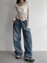 BXOXO Vintage Y2k Jeans Women Baggy Kpop Gyaru Streetwear Wide Blue Denim Pants Harajuku Korean Acubi Fashion High Waist Jeans