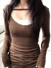 BXOXO - Lace Faux Two-Piece Long Sleeve Top