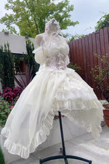 BXOXO - Ballet Twins Ruffle Bowknot Short Front Long Back Sweet Lolita Dress 2 Colors