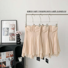 BXOXO - summer inspo Dresses For Women 2025 Skinny Waist Small A Skirt Open Back Off-the-shoulder Halter Neck Irregular Mini Dress