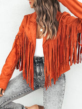 BXOXO Long Sleeves Solid Color Split-Joint Tasseled Notched Collar Jackets