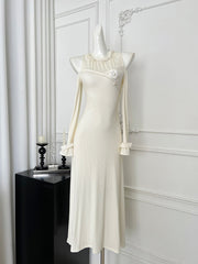 BXOXO - summer inspo Elegant Women Off Shoulder Bodycon Sweater Dress Temperament Long Sleeve Slim Fit Knitted Dress Fashion Party Dress