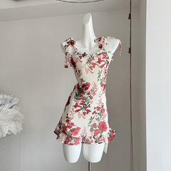 BXOXO - summer inspo Korean Style Halter Dress Women Backless Sexy Elegant Party Midi Dresses France Retro Floral Dress