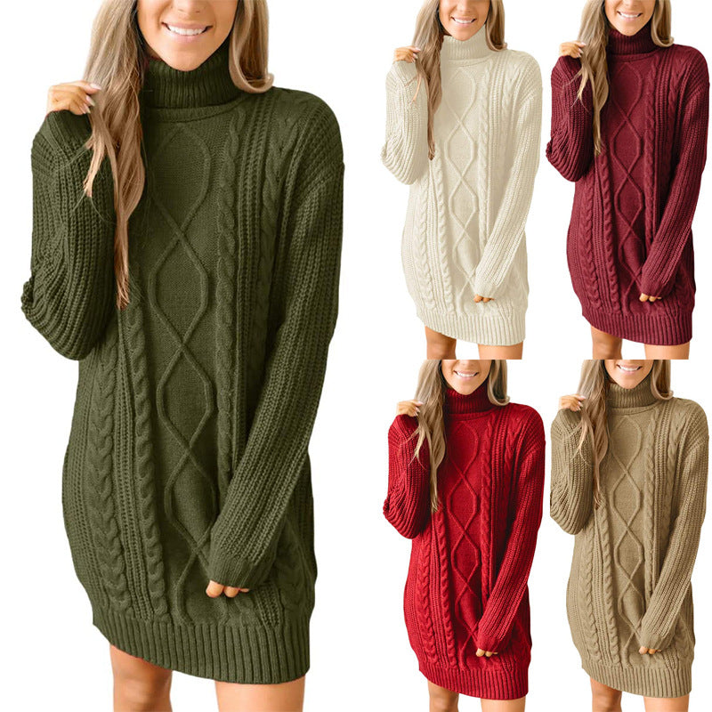 tailgate outfit black women Women's Long-Sleeved round Neck Dress Knitted Pullover Sweater Women
