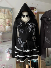 BXOXO Kawaii Hoodie Winte Clothes Vintage 2000s Hoodies Zip Up Hoody Cute Korea Slim Streetwear Sweet Girl Sweatshirts Cat Y2k Tops