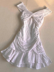 BXOXO Korea Summer Mini Dresses White Sexy Women Clothes Harajuku Sweet Girl Cross Kpop Short Dress Punk Vintage Femme Y2K Party Dress