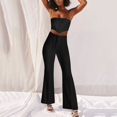 outfit Sexy Tube Top High-Grade Sexy Women's Fashion All-Match Slimming Long Leg Top Trousers Suit