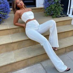outfit Sexy Tube Top High-Grade Sexy Women's Fashion All-Match Slimming Long Leg Top Trousers Suit