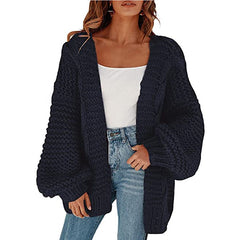 90s fashion Autumn and Winter New Loose Casual Lantern Long-Sleeved Cardigan Sweater Coat for Women