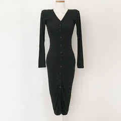 leapord halloween outfit Women's Slim-Fit Low-Cut Dress with Long Sleeves Dress