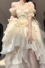 BXOXO - Ivory Bowknot Irregular Gothic Princess Lolita Jsk Dress