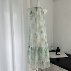 BXOXO - summer inspo Sweet Style Halter Dress Women Backless Sexy Elegant Party Midi Dresses Floral Retro Fairy Dress Print Dress