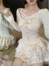 BXOXO party look inspos Japanese Kawaii Y2k 2 Piece Skirt Set Women Lace Sexy Elegant Skirt Suit Female Autumn Winter Chic Tops Cake Mini Skirt 2025 New