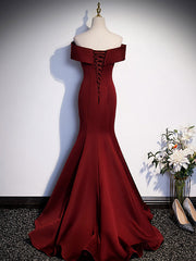 BXOXO DRESS TO IMPRESS Burgundy Mermaid Long Prom Dress, Burgundy Formal Evening Dresses