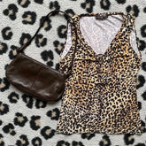 BXOXO Y2k Crop Top Vintage Clothes 90S Women T shirt Leopard Print Bandage Grunge Femme Punk Tank Tops Aesthetic Graphic Tees Corset