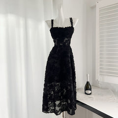 BXOXO - summer inspo French Style Jacquard Suspender Dress Women 2025 Summer Chic Design Dress Elegant Slimming Long Skirt Elegant Party Vestidos