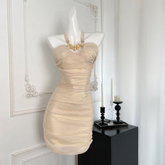 BXOXO - summer inspo Sexy Backless Suspender Dress for Women's Summer Vintage Niche Design Sleeveless Slimming Dresses